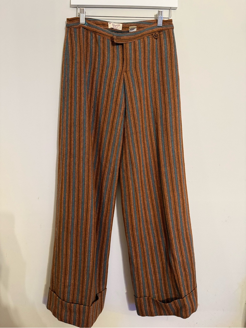 Original Penguin Striped Wide-Leg Pants in Rust and Blue